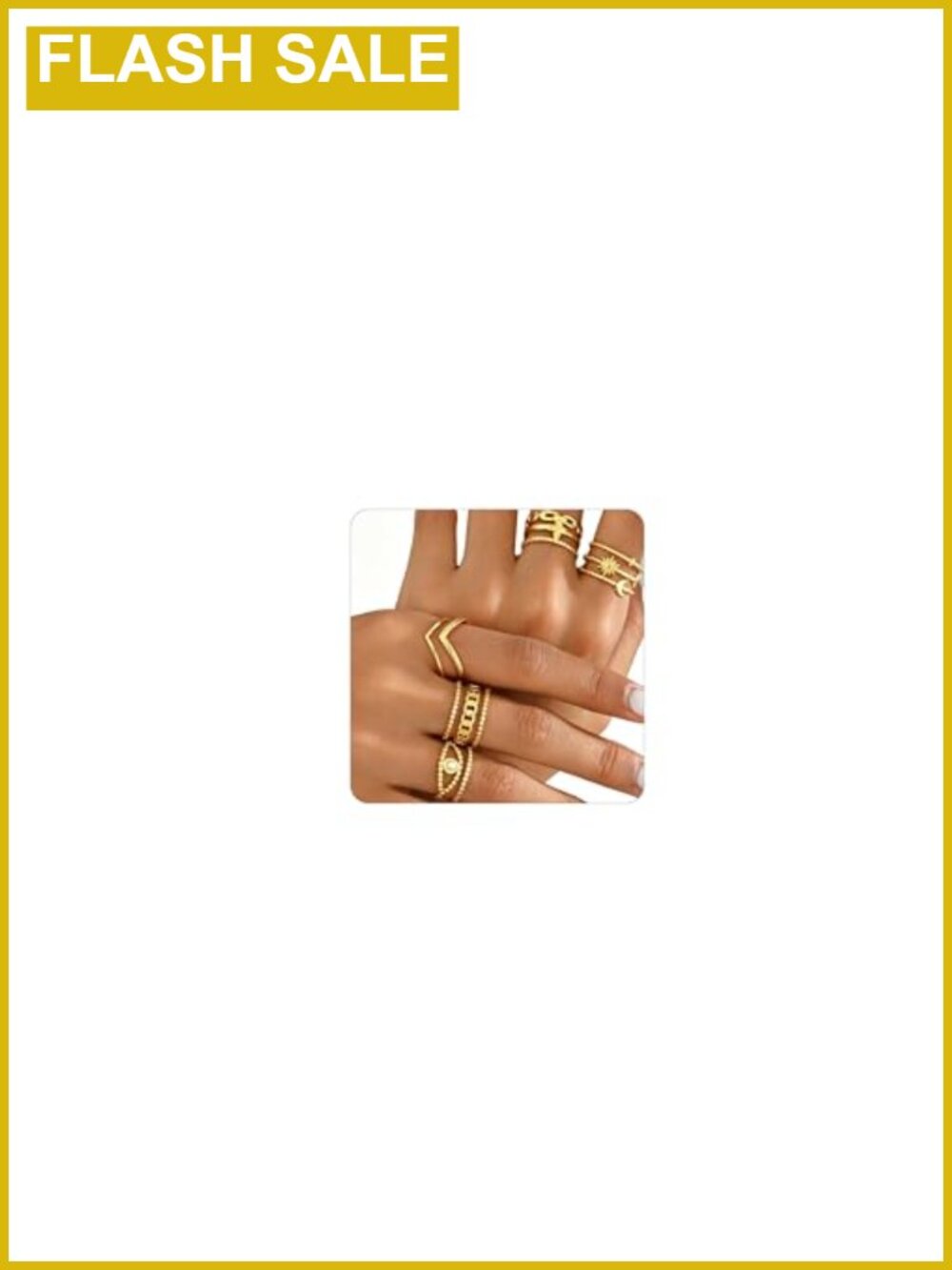 18K Gold Plated Stackable Rings Set Adjustable Open Dainty Jewelry Gift